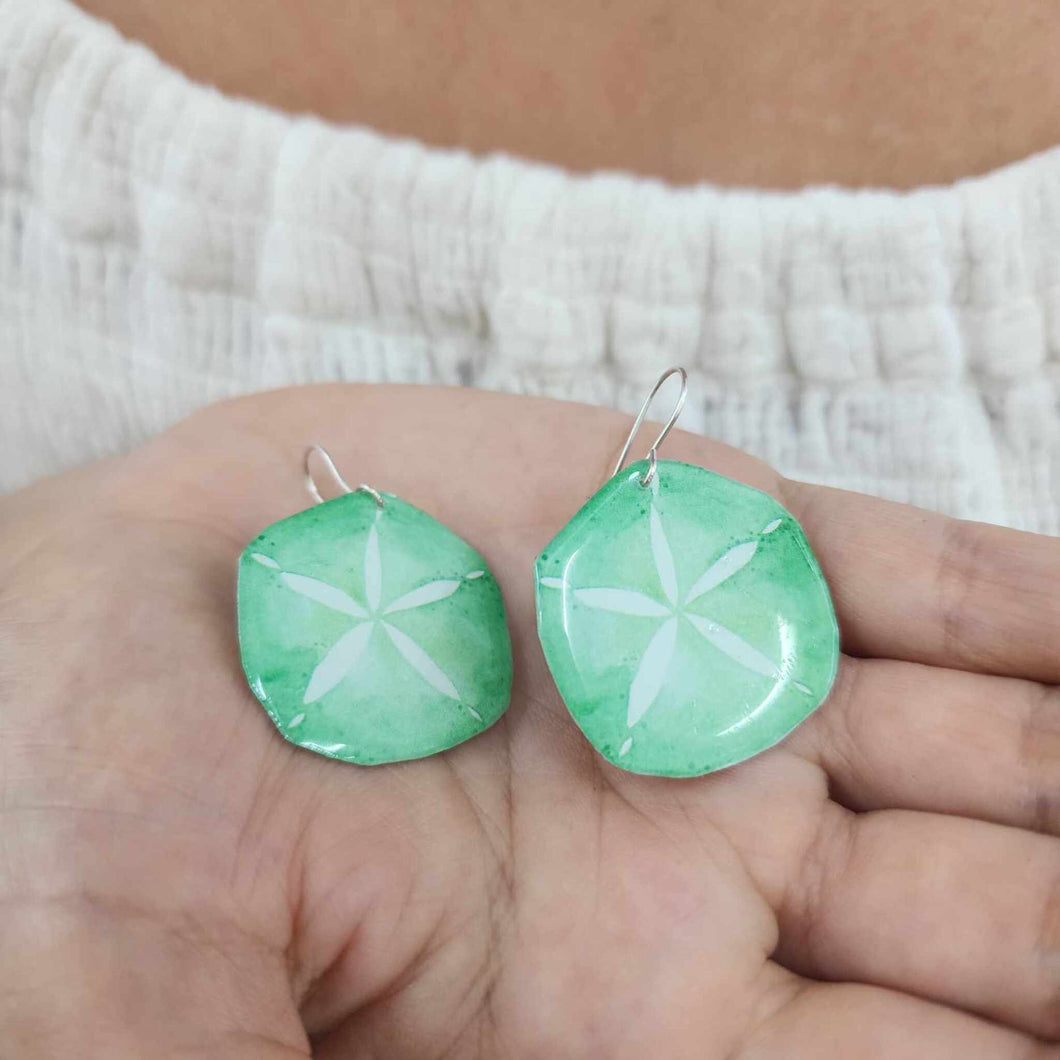 READY TO SHIP Sand Dollar Resin Earrings - 925 Sterling Silver FJD$