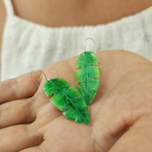 READY TO SHIP Leaf Resin Earrings - 925 Sterling Silver FJD$