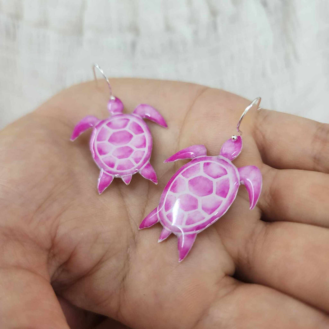 READY TO SHIP Vonu Turtle Resin Earrings - 925 Sterling Silver FJD$