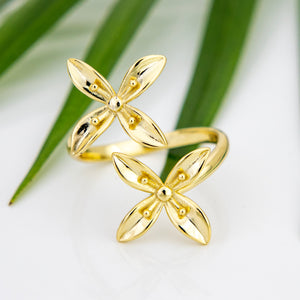 READY TO SHIP Frangipani Bua Ring - 18k Gold Vermeil FJD$