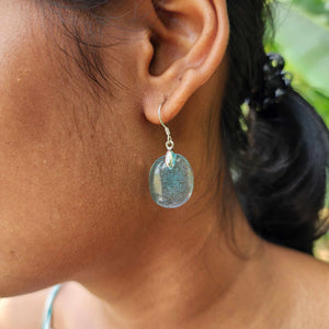 READY TO SHIP Loloma Glass Drop Earrings in 925 Sterling Silver - FJD$