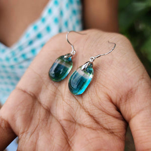 READY TO SHIP Loloma Glass Drop Earrings in 925 Sterling Silver - FJD$