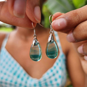 READY TO SHIP Loloma Glass Drop Earrings in 925 Sterling Silver - FJD$