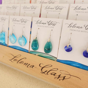 READY TO SHIP Loloma Glass Drop Earrings in 925 Sterling Silver - FJD$