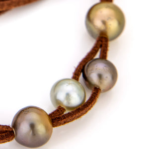 READY TO SHIP Unisex Fiji Saltwater Pearl Suede Leather Necklace - FJD$