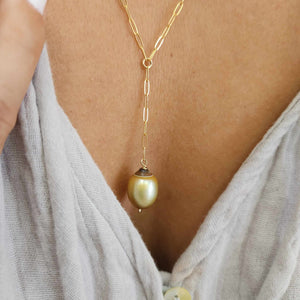 CONTACT US TO RECREATE THIS SOLD OUT STYLE Civa Fiji Saltwater Pearl Lariat Y-Necklace - 14k Gold Fill FJD$