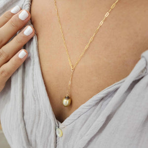 CONTACT US TO RECREATE THIS SOLD OUT STYLE Civa Fiji Saltwater Pearl Lariat Y-Necklace - 14k Gold Fill FJD$