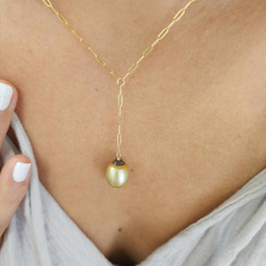 CONTACT US TO RECREATE THIS SOLD OUT STYLE Civa Fiji Saltwater Pearl Lariat Y-Necklace - 14k Gold Fill FJD$