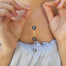 Load image into Gallery viewer, READY TO SHIP Civa Fiji Pearl Trio Lariat Y-Necklace - 14k Gold Fill FJD$
