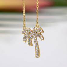 Load image into Gallery viewer, READY TO SHIP Palm Tree Necklace with Cz Stone Detail - 18k Gold Vermeil FJD$
