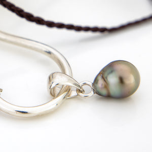 READY TO SHIP Civa Fiji Pearl Fish Hook Necklace - Nylon & 925 Sterling Silver FJD$