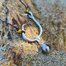 Load image into Gallery viewer, READY TO SHIP Civa Fiji Pearl Fish Hook Necklace - Nylon &amp; 925 Sterling Silver FJD$
