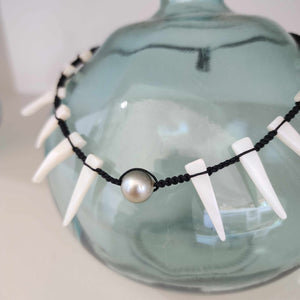 READY TO SHIP Civa Fiji Pearl & Mother of Pearl Necklace - Nylon & 925 Sterling Silver FJD$