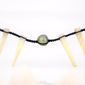 READY TO SHIP Civa Fiji Pearl & Mother of Pearl Necklace - Nylon & Faux Suede FJD$