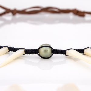 READY TO SHIP Civa Fiji Pearl & Mother of Pearl Necklace - Nylon & Faux Suede FJD$