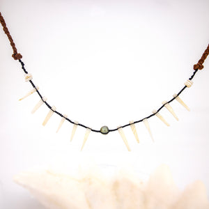 READY TO SHIP Civa Fiji Pearl & Mother of Pearl Necklace - Nylon & Faux Suede FJD$