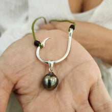 Load image into Gallery viewer, READY TO SHIP Civa Fiji Pearl Fish Hook Necklace - Nylon &amp; 925 Sterling Silver FJD$
