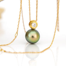 Load image into Gallery viewer, READY TO SHIP Civa Fiji Pearl Necklace with Diamond Set Pendant - 14k Solid Gold FJD$
