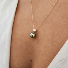 Load image into Gallery viewer, READY TO SHIP Civa Fiji Pearl Necklace with Diamond Set Pendant - 14k Solid Gold FJD$
