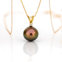 Load image into Gallery viewer, READY TO SHIP Civa Fiji Pearl Necklace with Diamond Set Pendant - 14k Solid Gold FJD$
