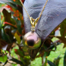 Load image into Gallery viewer, READY TO SHIP Civa Fiji Pearl Necklace with Diamond Set Pendant - 14k Solid Gold FJD$
