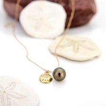 Load image into Gallery viewer, READY TO SHIP Civa Fiji Pearl Necklace with Sand Dollar Charm - 14k Solid Gold FJD$
