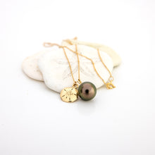 Load image into Gallery viewer, READY TO SHIP Civa Fiji Pearl Necklace with Sand Dollar Charm - 14k Solid Gold FJD$
