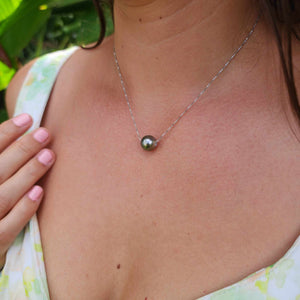 READY TO SHIP Infinity Floating Civa Fiji Pearl Necklace - 925 Sterling Silver FJD$