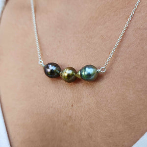 READY TO SHIP Civa Fiji Saltwater Pearl Trio Necklace - 925 Sterling Silver FJD$