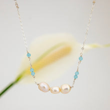 Load image into Gallery viewer, READY TO SHIP Freshwater Pearl &amp; Faceted Glass Beads Necklace in 925 Sterling Silver - FJD$
