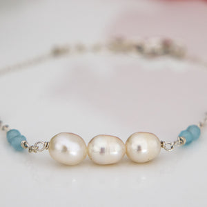 READY TO SHIP Freshwater Pearl & Faceted Glass Beads Necklace in 925 Sterling Silver - FJD$
