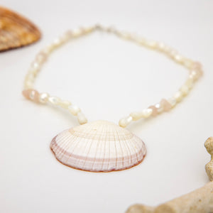 READY TO SHIP Freshwater Pearl & Shell Necklace - 925 Sterling Silver FJD$