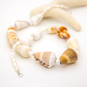 READY TO SHIP Freshwater Pearl & Shell Necklace - 925 Sterling Silver FJD$