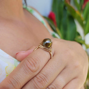 READY TO SHIP Civa Fiji Saltwater Pearl Ring - 14k Gold Fill FJD$