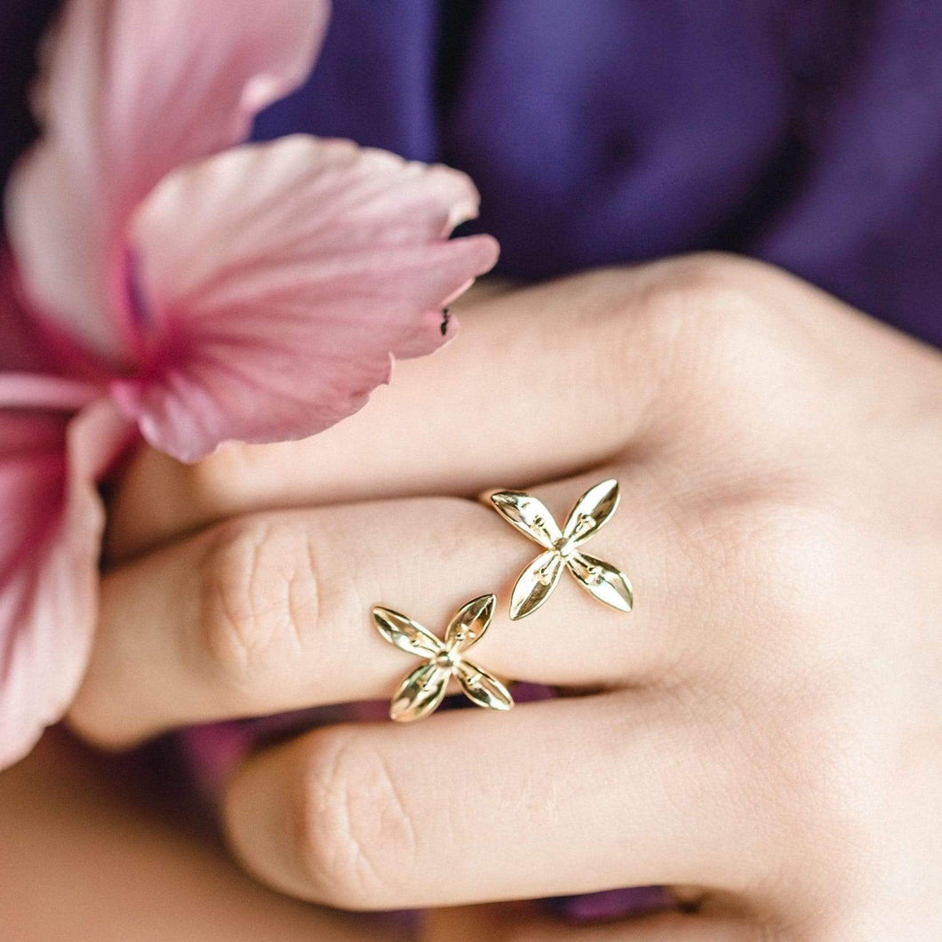 Frangipani Bua Ring - 925 Sterling Silver or 18k Gold Vermeil FJD$ - Adorn Pacific - Rings