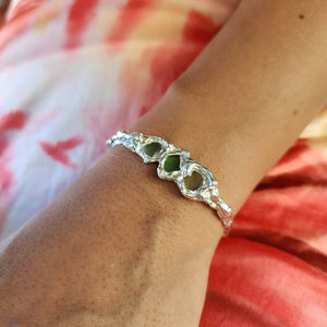READY TO SHIP Free Flow Seaglass Bangle - 925 Sterling Silver FJD$