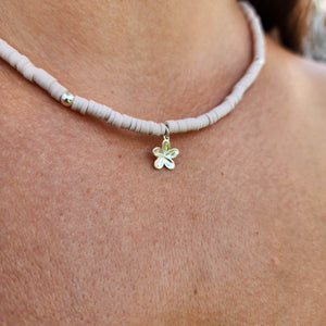 READY TO SHIP Polymer Clay Bead Frangipani Charm Choker Necklace - 925 Sterling Silver FJD$
