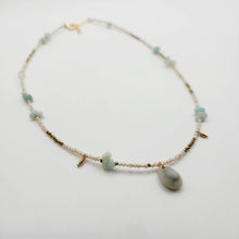 Load image into Gallery viewer, READY TO SHIP Shell, Quartz &amp; Faceted Glass Bead Necklace - 14k Gold Fill FJD$

