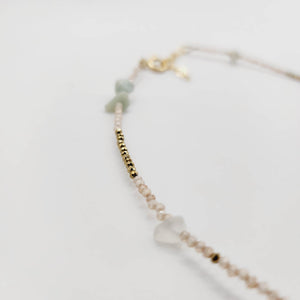 READY TO SHIP Shell, Quartz & Faceted Glass Bead Necklace - 14k Gold Fill FJD$