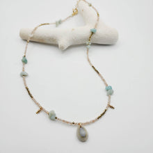 Load image into Gallery viewer, READY TO SHIP Shell, Quartz &amp; Faceted Glass Bead Necklace - 14k Gold Fill FJD$
