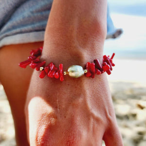 READY TO SHIP Civa Fiji Pearl Red Coral Bracelet - FJD$ - Adorn Pacific - All Products