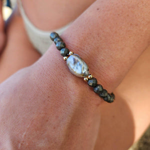 READY TO SHIP Civa Fiji Saltwater Pearl & Natural Stone Bracelet - 14k Gold Fill FJD$ - Adorn Pacific - All Products
