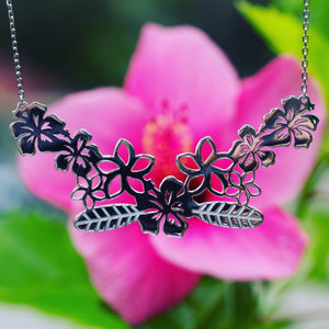 BTS Taehyung Inspired Black Flower Floral Flower Necklace 