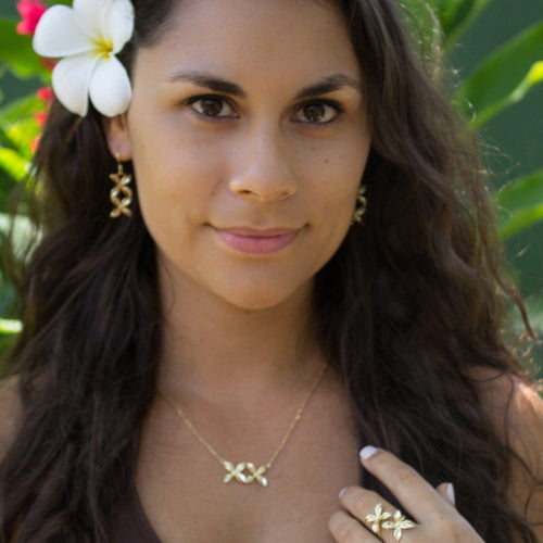 Frangipani Bua Set - 925 Sterling Silver or 18k Gold Vemeil FJD$ - Adorn Pacific - All Products