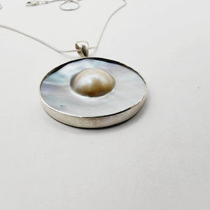 READY TO SHIP Bezel set Mabe Pearl Necklace - 925 Sterling Silver FJD$ - Adorn Pacific - All Products