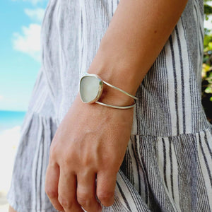 READY TO SHIP Bezel Set Seaglass Bangle - 925 Sterling Silver FJD$ - Adorn Pacific - All Products