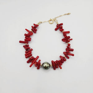 CONTACT US TO RECREATE THIS SOLD OUT STYLE Civa Fiji Pearl Red Coral Bracelet - FJD$ - Adorn Pacific - All Products