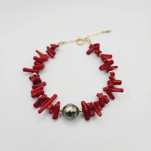 CONTACT US TO RECREATE THIS SOLD OUT STYLE Civa Fiji Pearl Red Coral Bracelet - FJD$ - Adorn Pacific - All Products