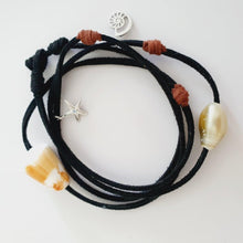 Load image into Gallery viewer, READY TO SHIP Fiji Pearl, Starfish &amp; Nautilus Charm Faux Suede Leather Multi-way Bracelet / Necklace - FJD$ - Adorn Pacific - All Products
