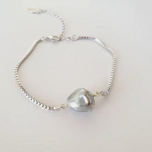 READY TO SHIP Fiji Saltwater Keshi Pearl Box Chain Bracelet in 925 Sterling Silver - FJD$ - Adorn Pacific - All Products